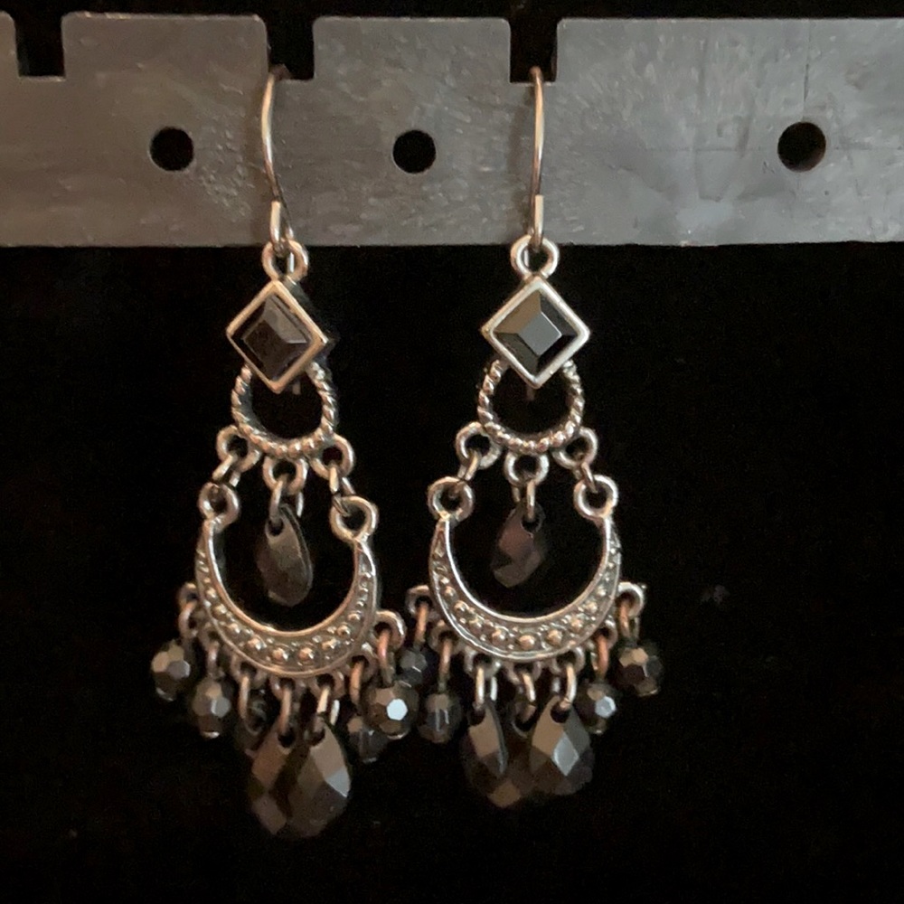 Small black chandelier earrings
